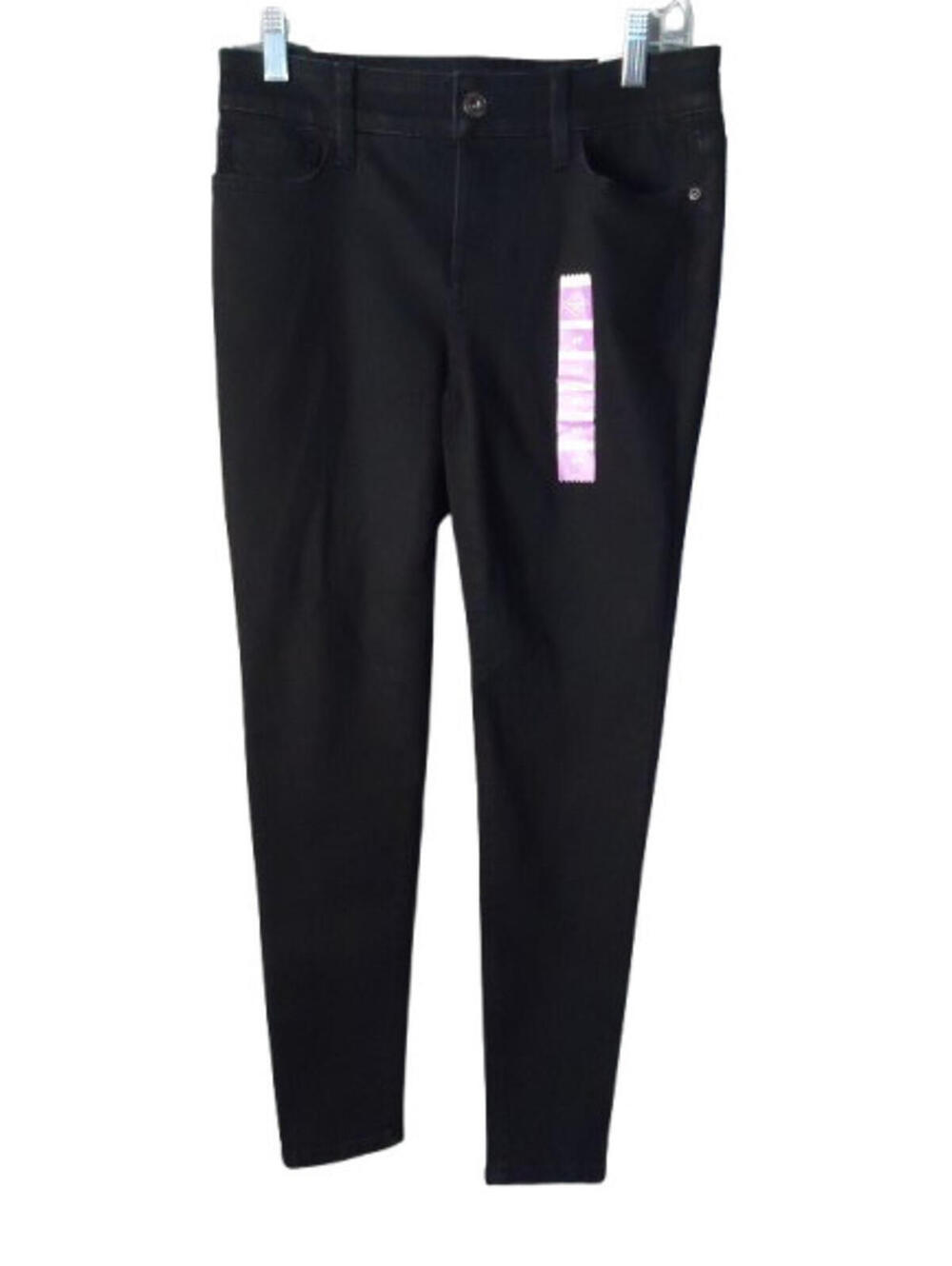 St. John's Bay Petite Mid Rise Skinny Jeans Womens 4P Black Stretchy